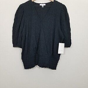 NWT‎ Calligraphie Stretch Textured Top Blouse Black Size XL